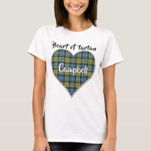 Camiseta Coração da Xadrez da Família Tartan Campbell