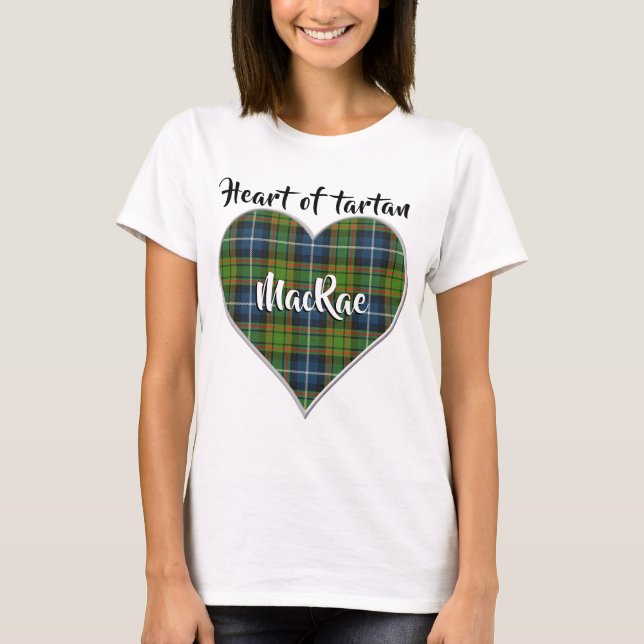 Camiseta Coração da Xadrez de caça Tartan Clan MacRae (Frente)