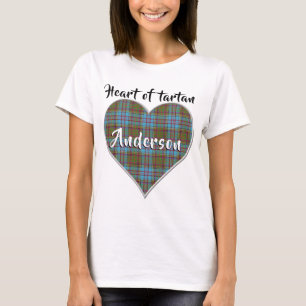 Camiseta Coração da Xadrez de Tartan Clan Anderson