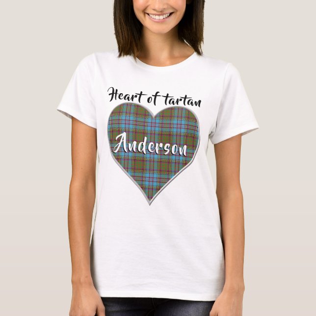 Camiseta Coração da Xadrez de Tartan Clan Anderson (Frente)