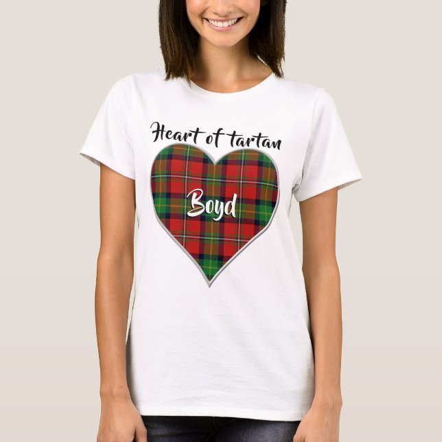 Camiseta Coração da Xadrez de Tartan Clan Boyd (Frente)