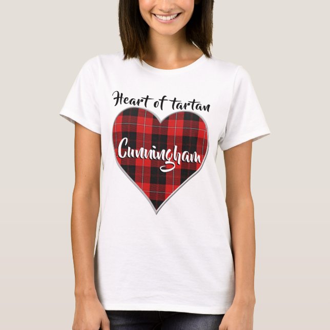 Camiseta Coração da Xadrez de Tartan Clan Cunningham (Frente)