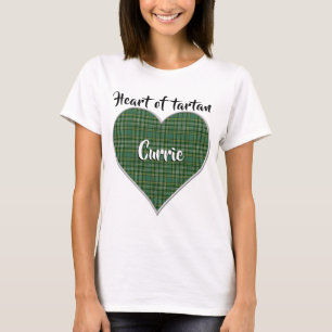 Camiseta Coração da Xadrez de Tartan Clan Currie