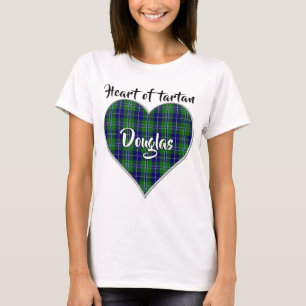 Camiseta Coração da Xadrez de Tartan Clan Douglas