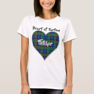 Camiseta Coração da Xadrez de Tartan Clan Fletcher