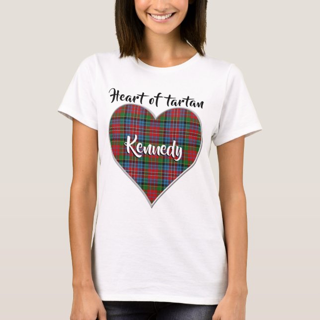 Camiseta Coração da Xadrez de Tartan Clan Kidd (Frente)