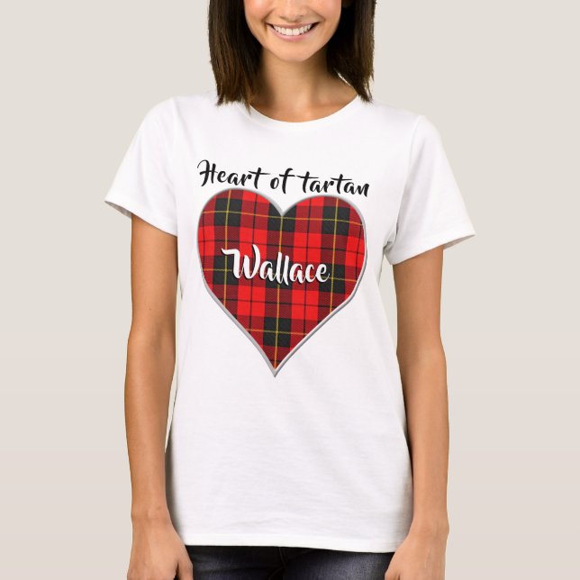 Camiseta Coração da Xadrez de Tartan Clan Wallace (Frente)