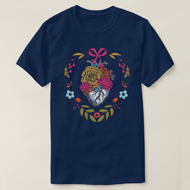 Camiseta Coração das flores (Frente do Design)