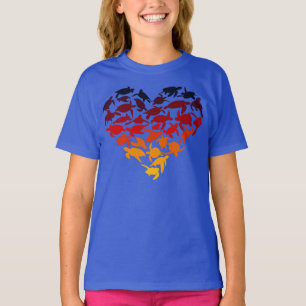 Camiseta Coração das Tartarugas do Mar Coloridas
