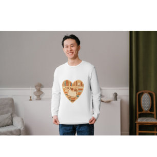 Camiseta Coração de Amante de Livros Aconchegante Design