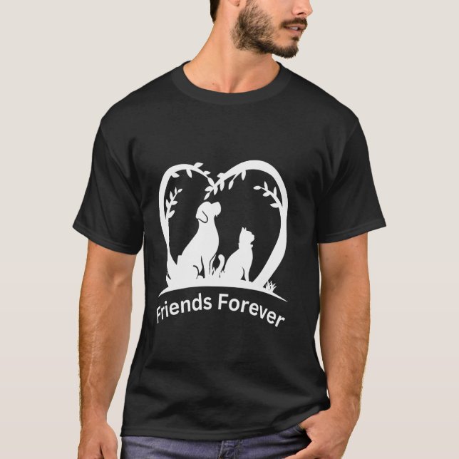 Camiseta Coração de Amigos para Sempre Eu Amo Cach (Frente)
