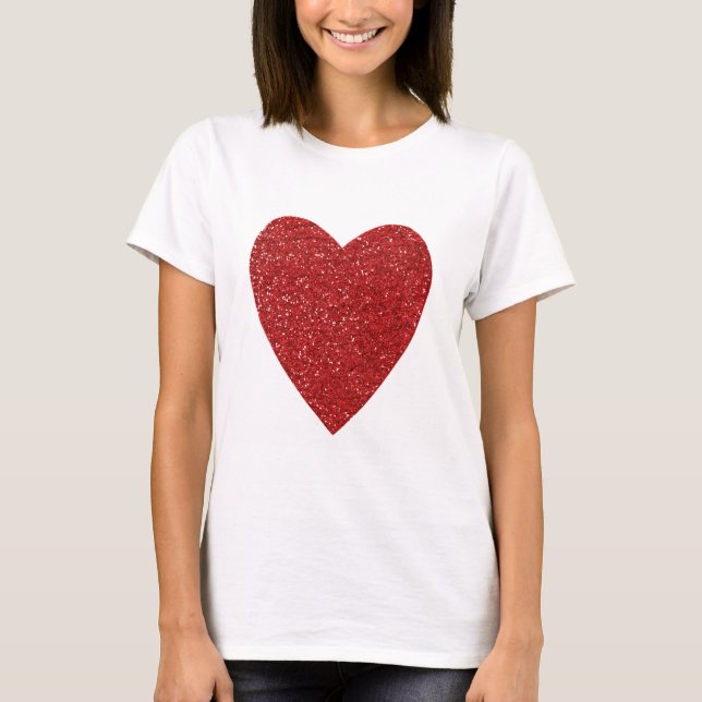 Camiseta Coração de amor com brilho vermelho (Frente)
