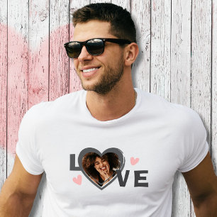 Camiseta Coração de Amor com Foto Personalizada Simples Mod