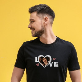 Camiseta Coração de Amor com Foto Personalizada Simples Mod