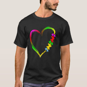 Camiseta Coração de Amor Conscientização do Autismo Peça de