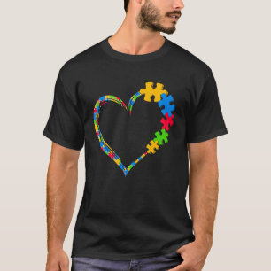 Camiseta Coração de Amor Conscientização do Autismo Peça de
