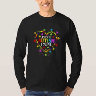 Camiseta Coração de Amor Coração Orgulhoso Autismo Papa Aut