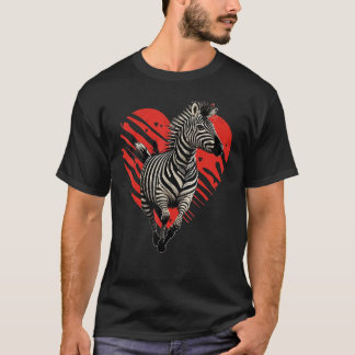 Camiseta Coração de Amor de Zebra para o Dia dos Namorados 