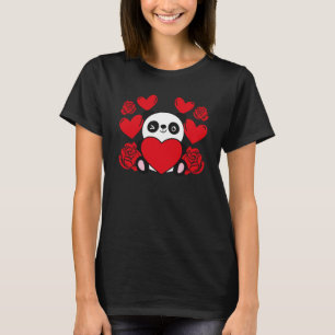 Camiseta Coração de Amor Dia dos Namorados Rosas Panda Meni