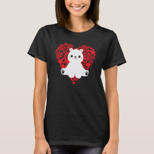 Camiseta Coração de Amor Dia dos Namorados Rosas Urso Polar