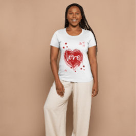 Camiseta Coração de Amor Em Vermelho Dia dos Namorados