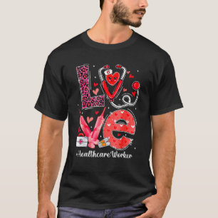 Camiseta Coração de AMOR Estetoscópio Trabalhador de Saúde
