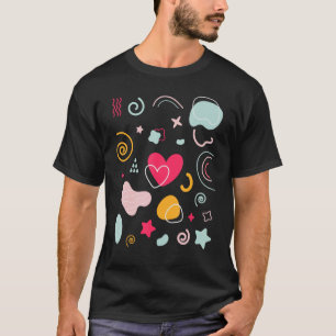 Camiseta Coração de Amor Vermelho com Formas Orgânicas Colo