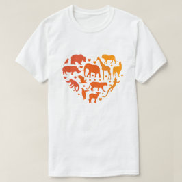 Camiseta Coração de animais, Presente para amantes de anima