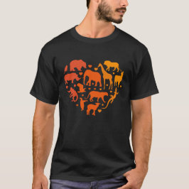 Camiseta Coração de animais, Presente para amantes de anima