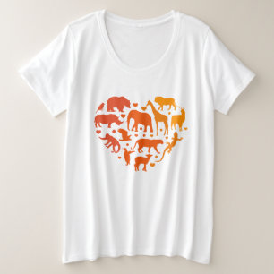 Camiseta Coração de animais, Presente para amantes de anima