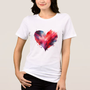 Camiseta Coração de Aquarela Vibrante