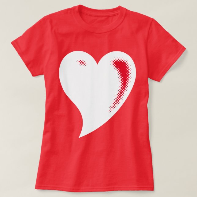 Camiseta Coração de Arte Pop Branco (Frente do Design)