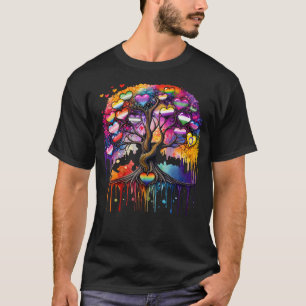 Camiseta Coração de árvore pingando Lgbt Gay Lésbica Bissex