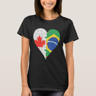 Camiseta Coração de Bandeira Brasileira Canadense