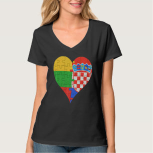 Camiseta Coração de Bandeira da Croácia lituana