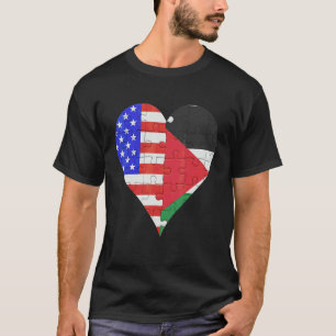 Camiseta Coração de Bandeira da Palestina Americana