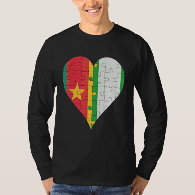 Camiseta Coração de Bandeira nigeriana camaronês (Frente)