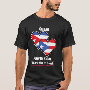 Camiseta Coração de Bandeiras Cubanas Porto-Riquenhas O Que