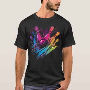 Camiseta Coração de Boliche Golpe de Amor Pinos Bolas Movim