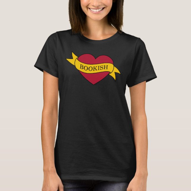 Camiseta Coração de Bookish Cor-de-Fita Amarelo (Frente)