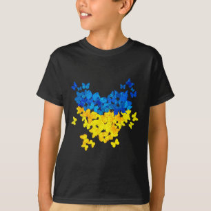 Camiseta Coração de Borboleta Bandeira da Ucrânia Ucraniano