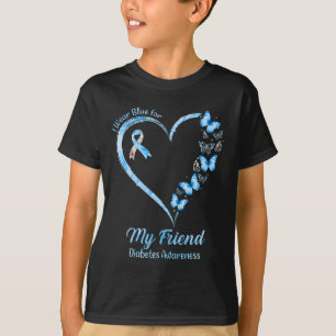 Camiseta Coração De Borboleta Eu Visto Azul Para Minha Diab