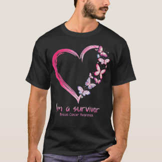 Camiseta Coração De Borboleta Rosa Im Um Cancer De Mama Sob