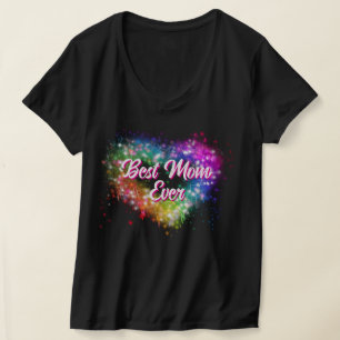 Camiseta Coração de brilho colorido melhor vovó de sempre