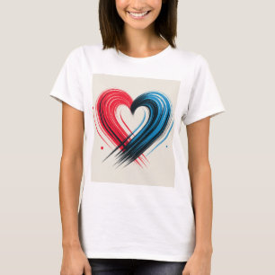 Camiseta Coração de Brushaft - Red & Blue Artitic Love T-Sh