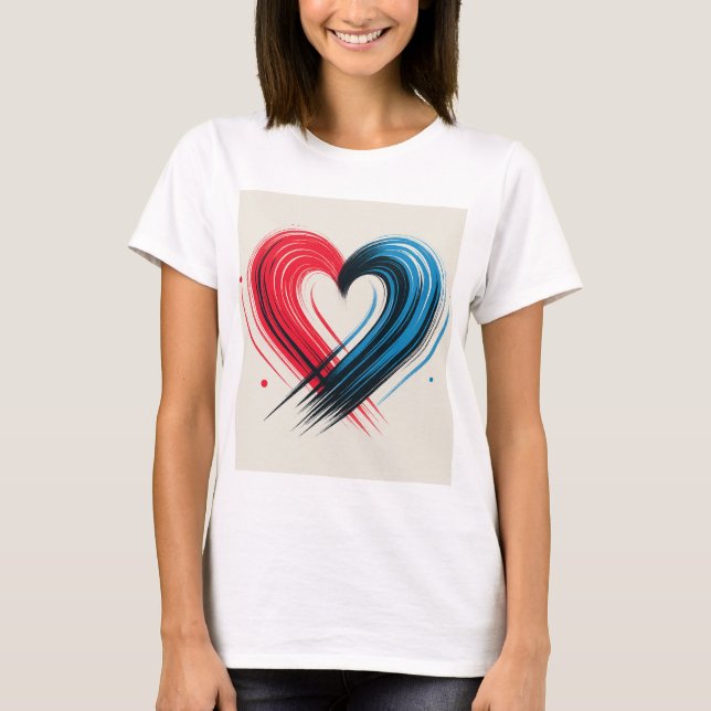 Camiseta Coração de Brushaft - Red & Blue Artitic Love T-Sh (Frente)