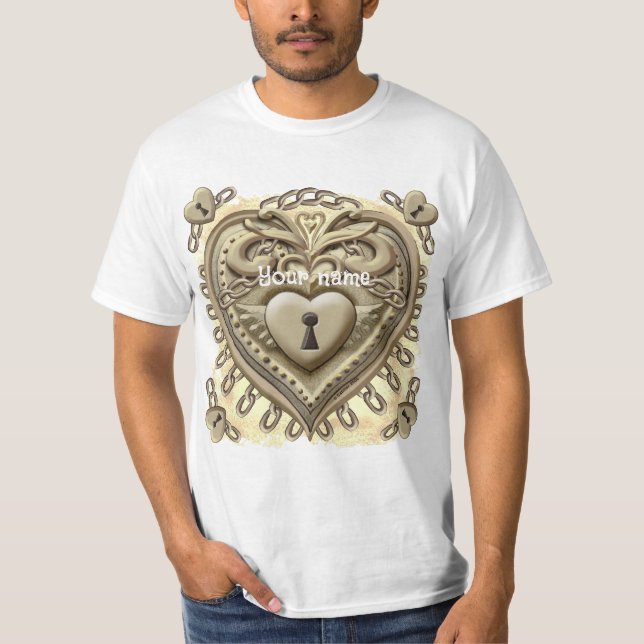 Camiseta Coração de cadeado de ouro  (Frente)