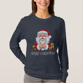 Camiseta Coração de Cana de Açúcar do Papai Noel de Natal