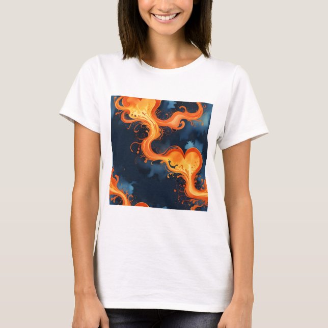 Camiseta Coração de Chamas Fogo & Céus (Frente)