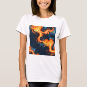 Camiseta Coração de Chamas Fogo e Céus